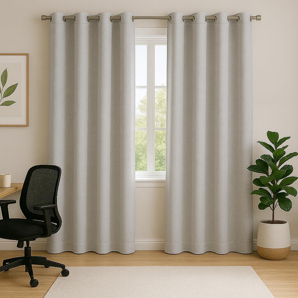 Juego de 2 Cortinas Blackout - Bloqueo de Luz Solar - 2.80 x 2.20 m -Gris Oxford 100% Poliéster, Ideal para Dormitorio y Sala