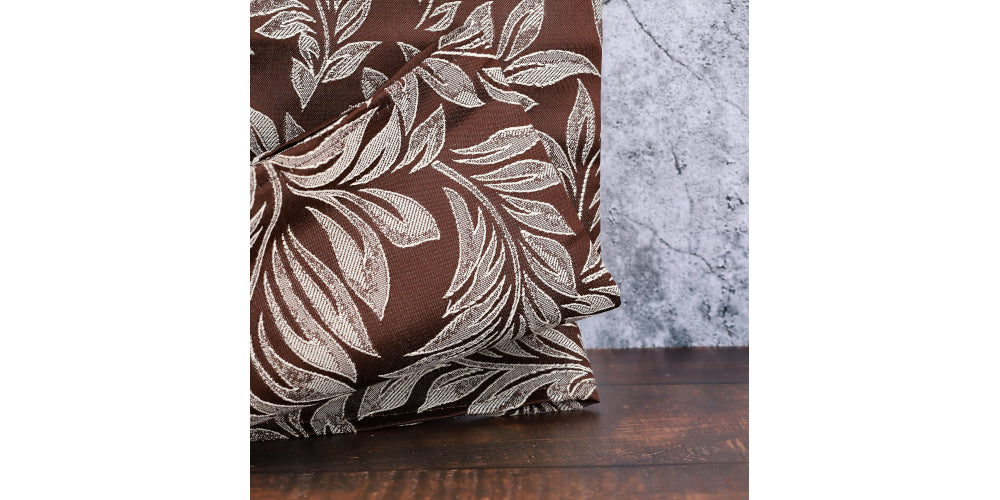 Juego de Cortinas Jacqard Chocolate Hojas