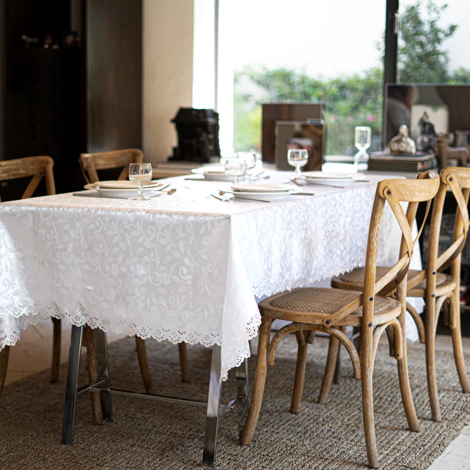 Mantel Rectangular Jacqard Blanco #3