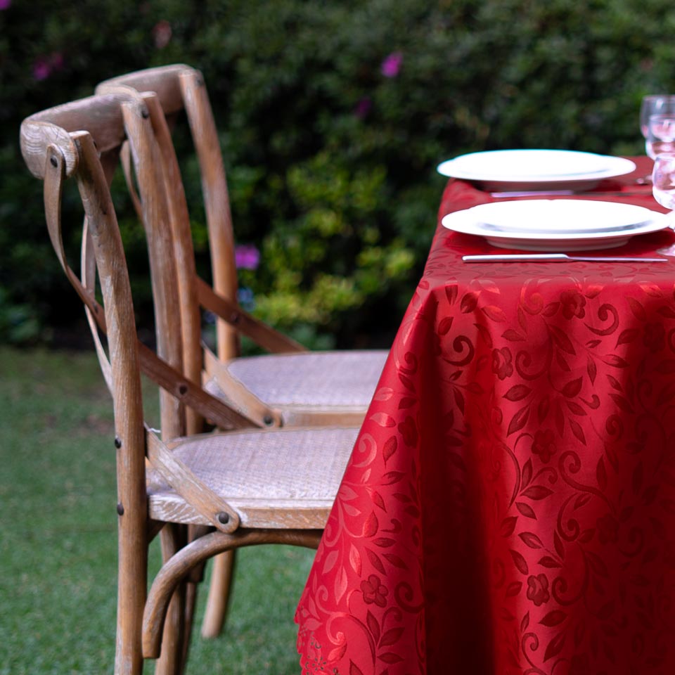 Mantel Rectangular Jacqard Rojo #3