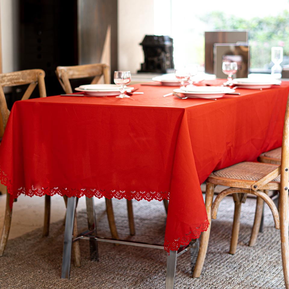 Mantel Rectangular Liso Rojo