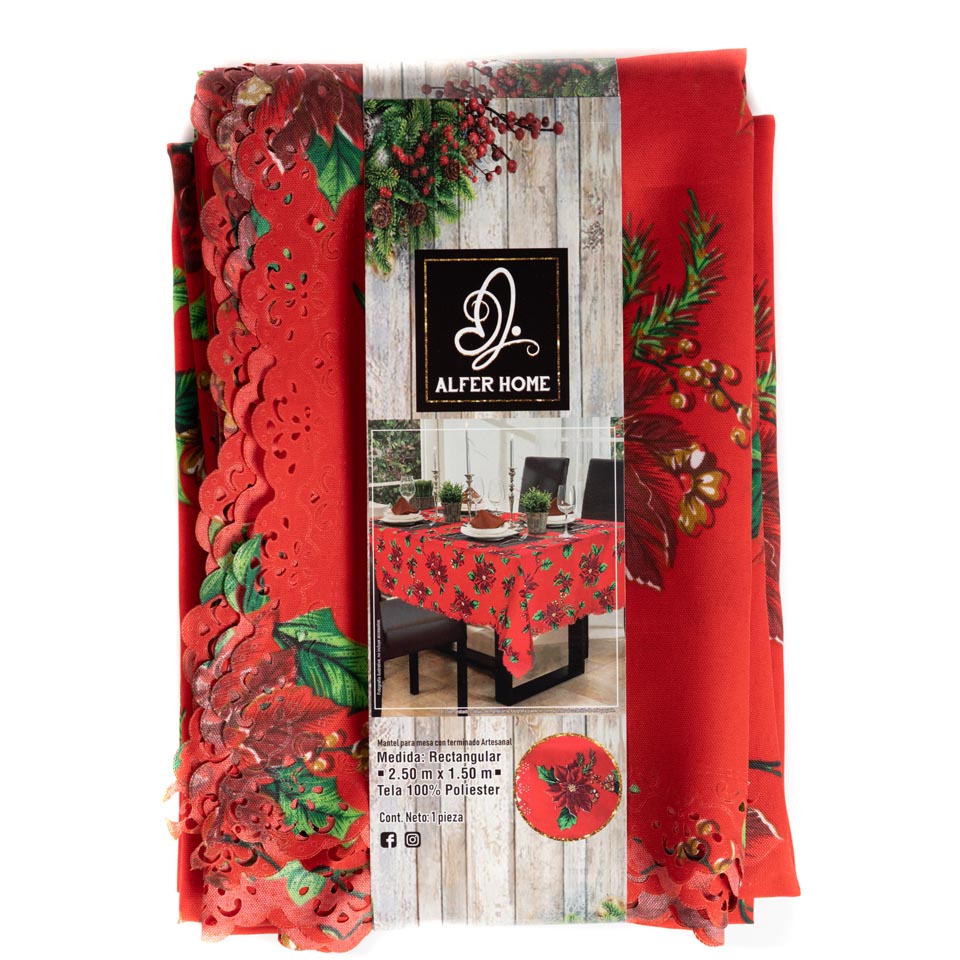 Mantel Rectangular Navidad Rojo 2574