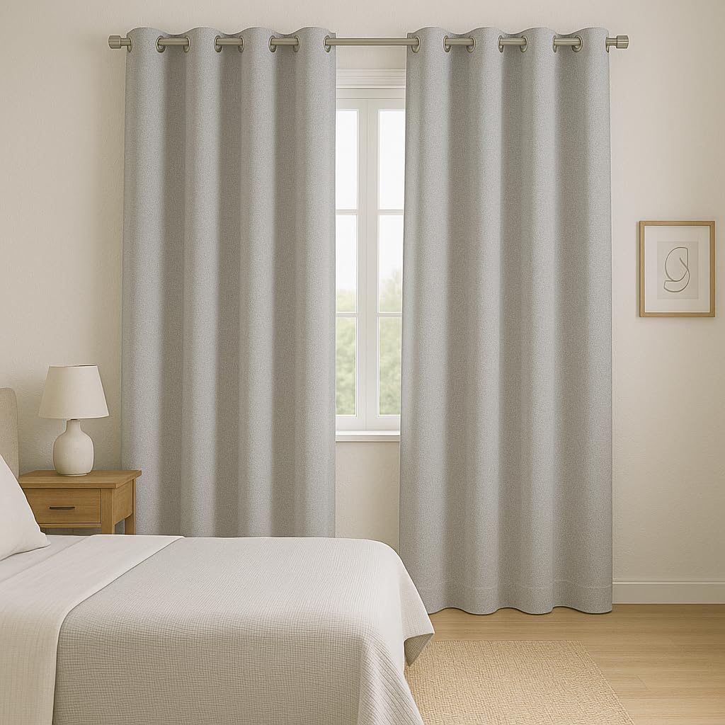 Juego de 2 Cortinas Blackout - Bloqueo de Luz Solar - 2.80 x 2.20 m -Gris Oxford 100% Poliéster, Ideal para Dormitorio y Sala