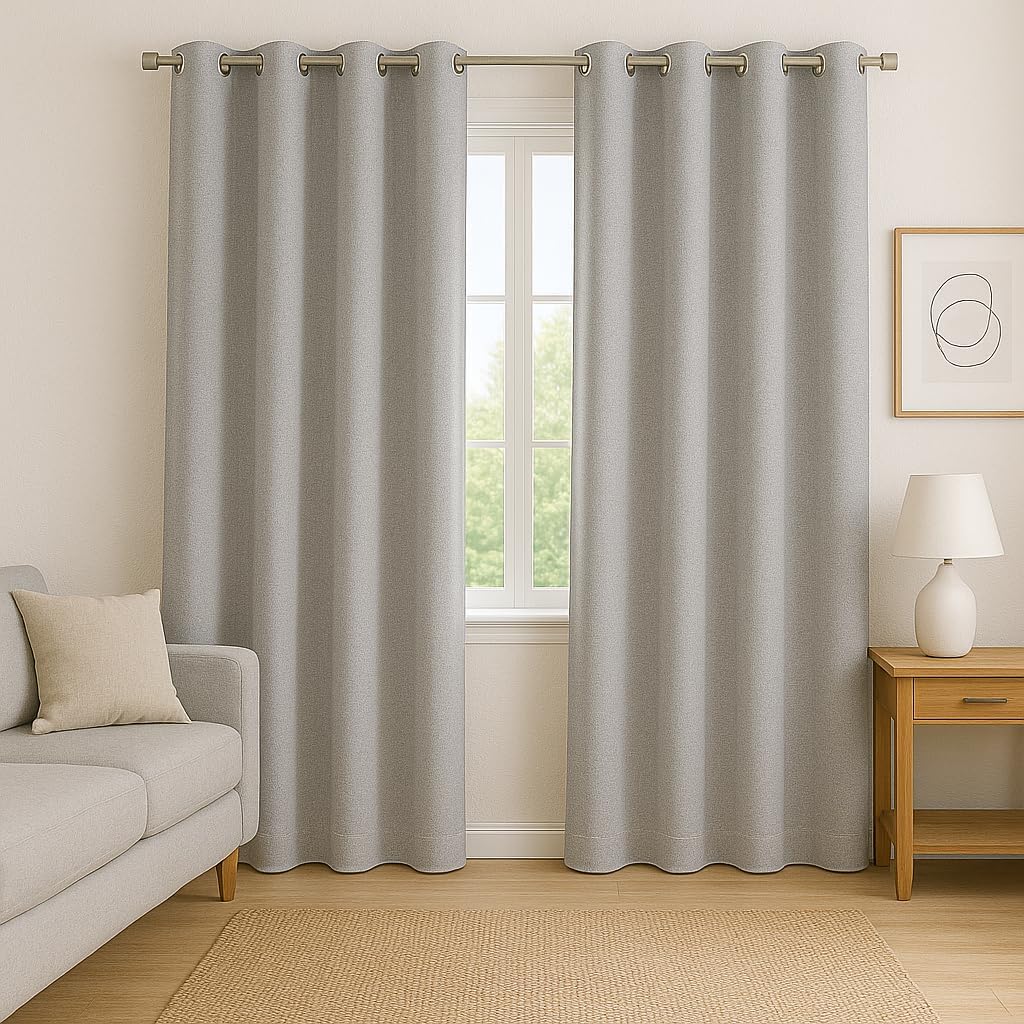 Juego de 2 Cortinas Blackout - Bloqueo de Luz Solar - 2.80 x 2.20 m -Gris Oxford 100% Poliéster, Ideal para Dormitorio y Sala