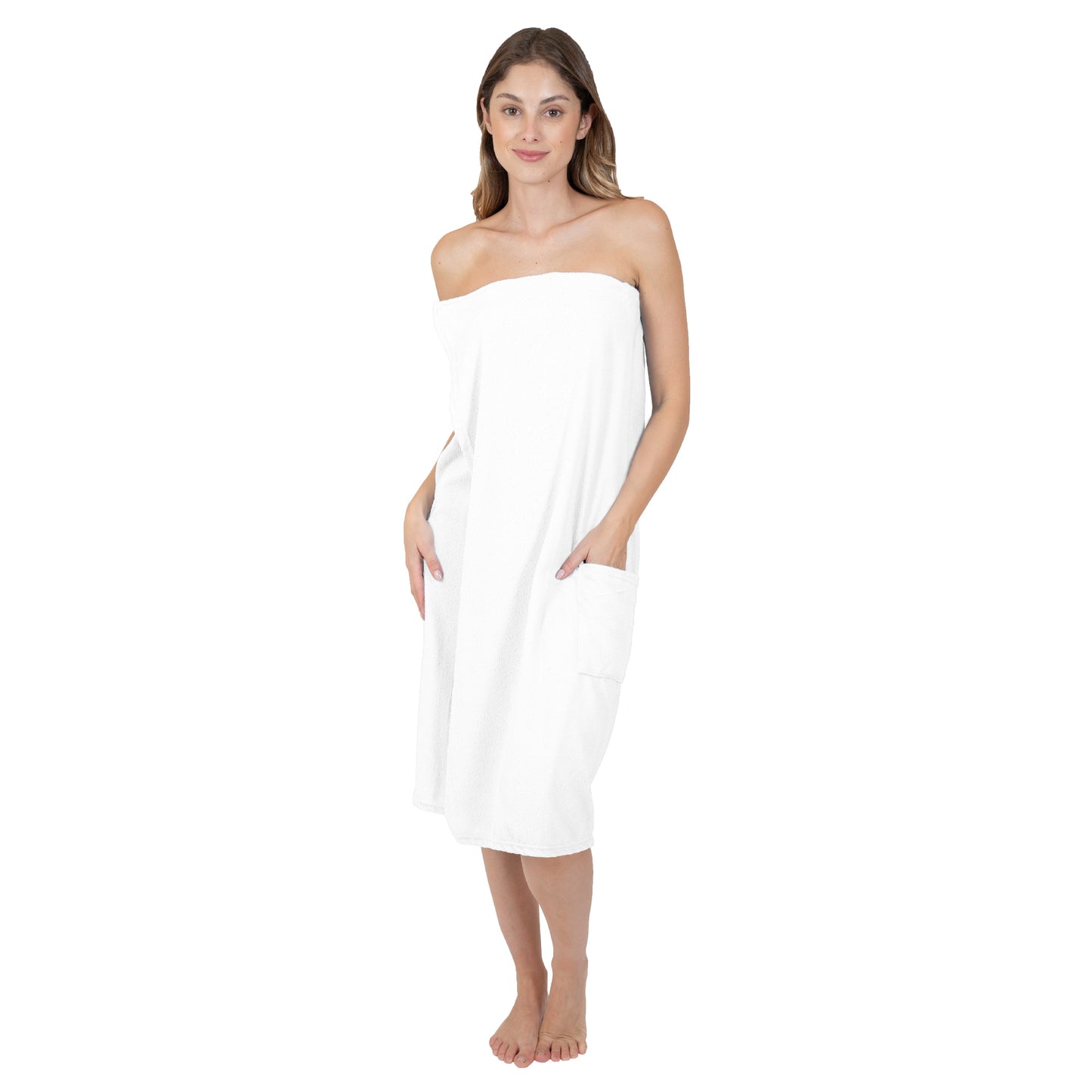Toalla Bata Salida De Baño Con Velcro Y Resorte Blanca Alfer Home