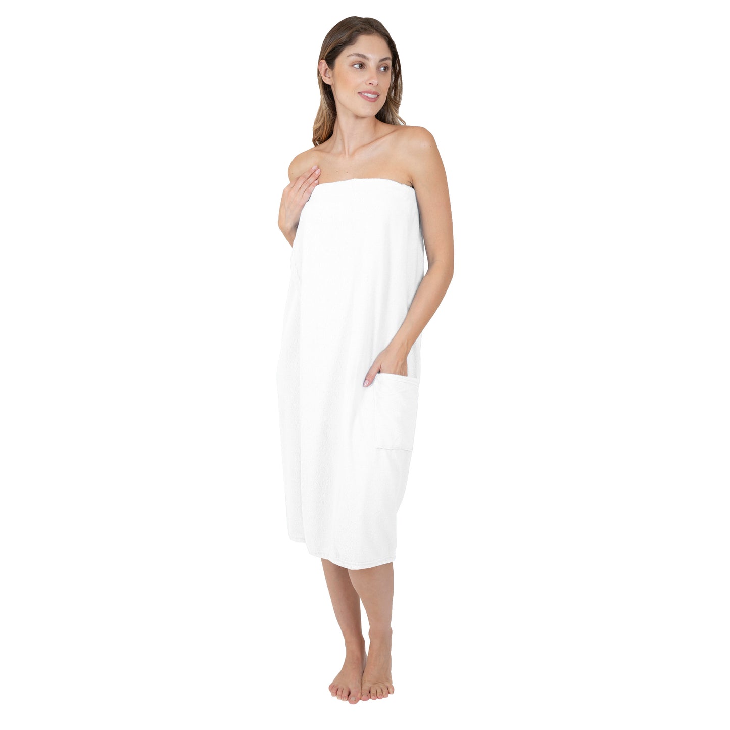 Toalla Bata Salida De Baño Con Velcro Y Resorte Blanca Alfer Home