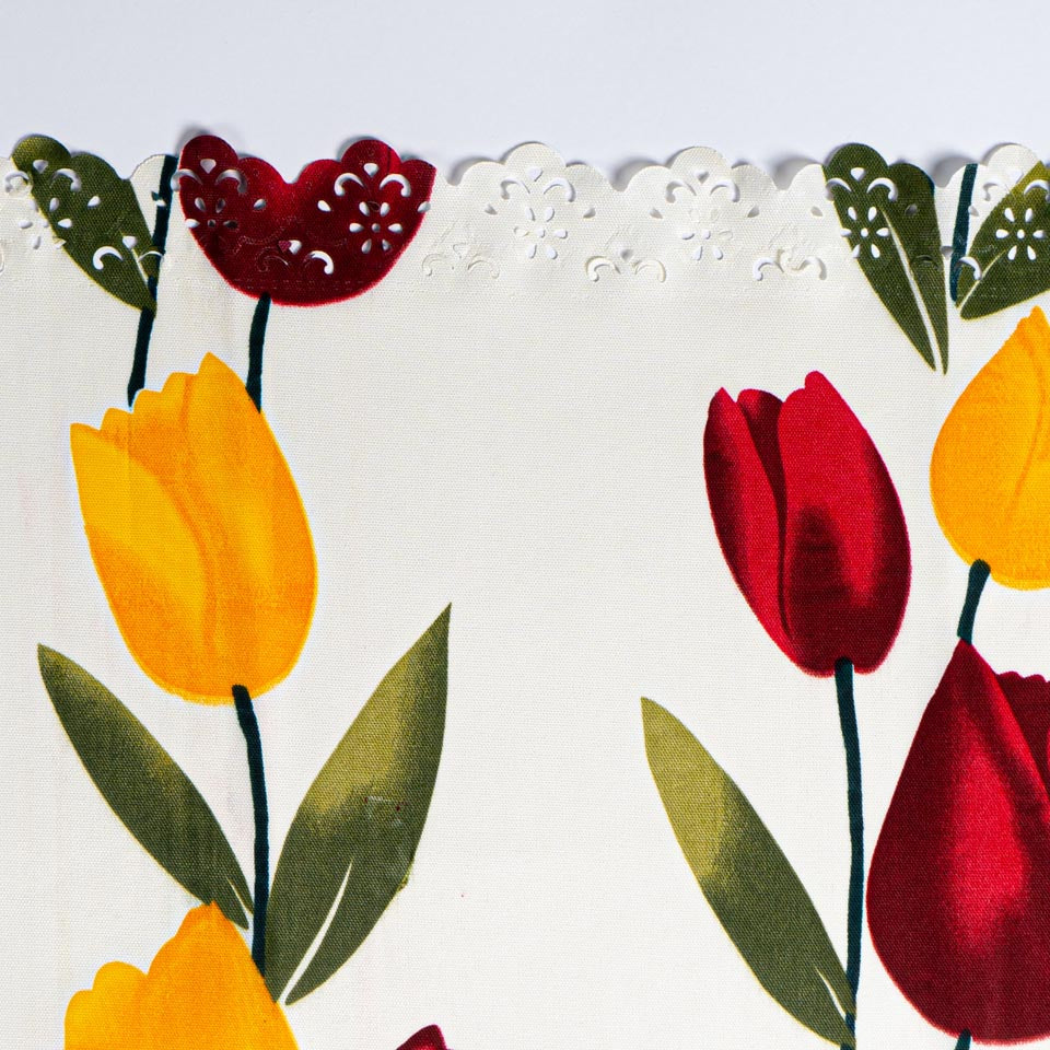 Mantel Rectangular Tulipán Amarillo/Rojo